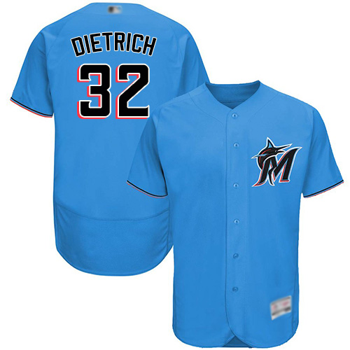 Miami Marlins #32 Derek Dietrich Blue Flexbase Authentic Collection Stitched Jersey