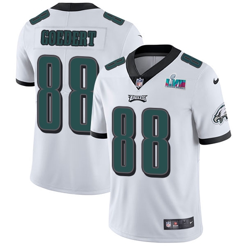Eagles #88 Dallas Goedert White Super Bowl LVII Patch Stitched Vapor Untouchable Limited Jersey