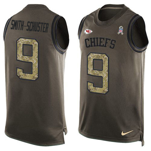 Chiefs #9 JuJu Smith-Schuster Green Stitched Limited Salute To Service Tank Top Jersey