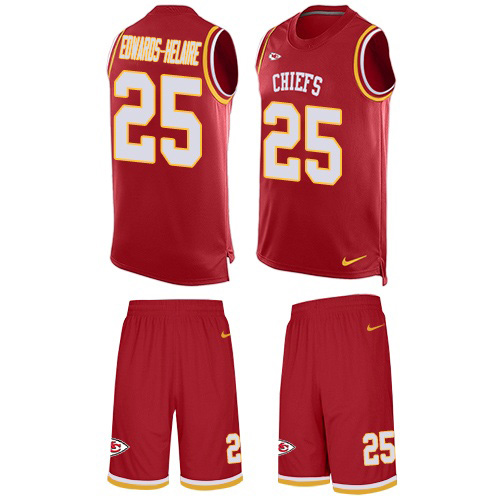 Chiefs #25 Clyde Edwards-Helaire Red Team Color Stitched Limited Tank Top Suit Jersey