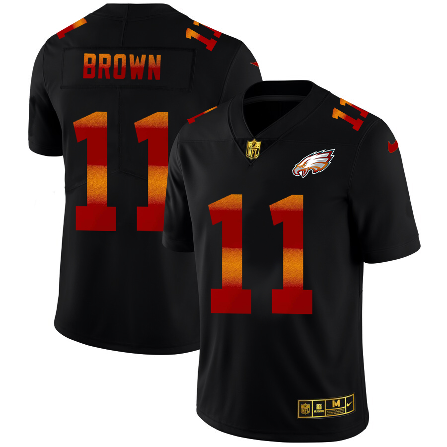 Philadelphia Eagles #11 A.J. Brown Black Red Orange Stripe Vapor Limited Jersey