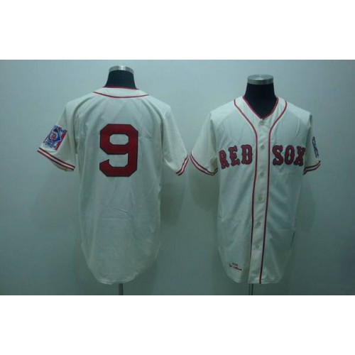 Mitchell and Ness 1939 Boston Red Sox #9 Ted Williams Stitched Cream Throwback Jersey
