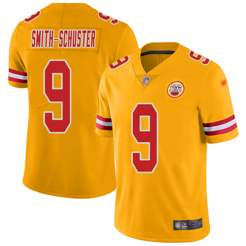 Chiefs #9 JuJu Smith-Schuster Gold Stitched Limited Inverted Legend Jersey