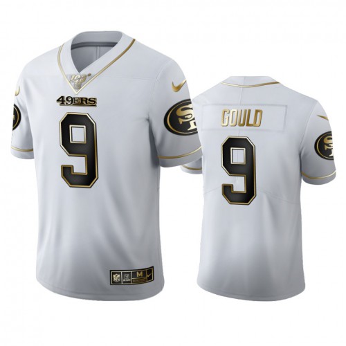 San Francisco San Francisco 49ers #9 Robbie Gould White Golden Edition Vapor Limited 100 Jersey