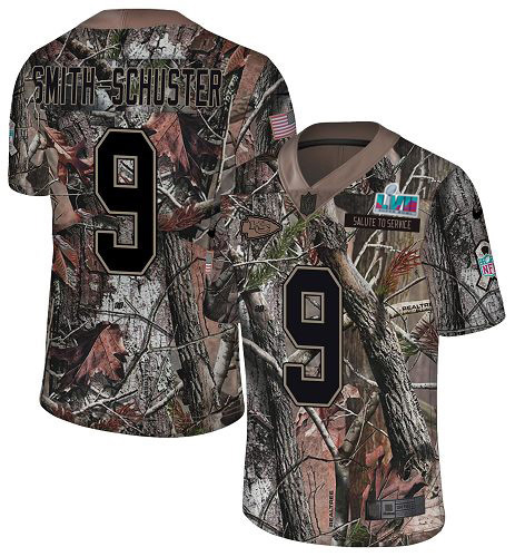 Chiefs #9 JuJu Smith-Schuster Camo Super Bowl LVII Patch Stitched Limited Rush Realtree Jersey