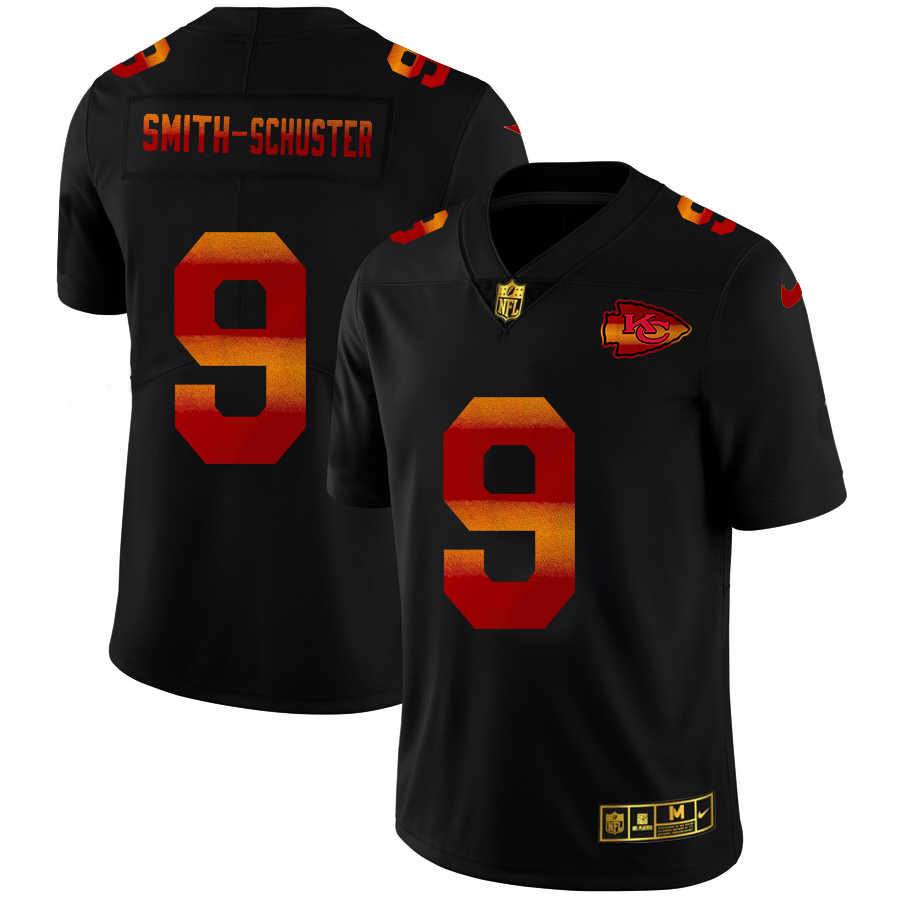 Kansas City Chiefs #9 JuJu Smith-Schuster Black Red Orange Stripe Vapor Limited Jersey