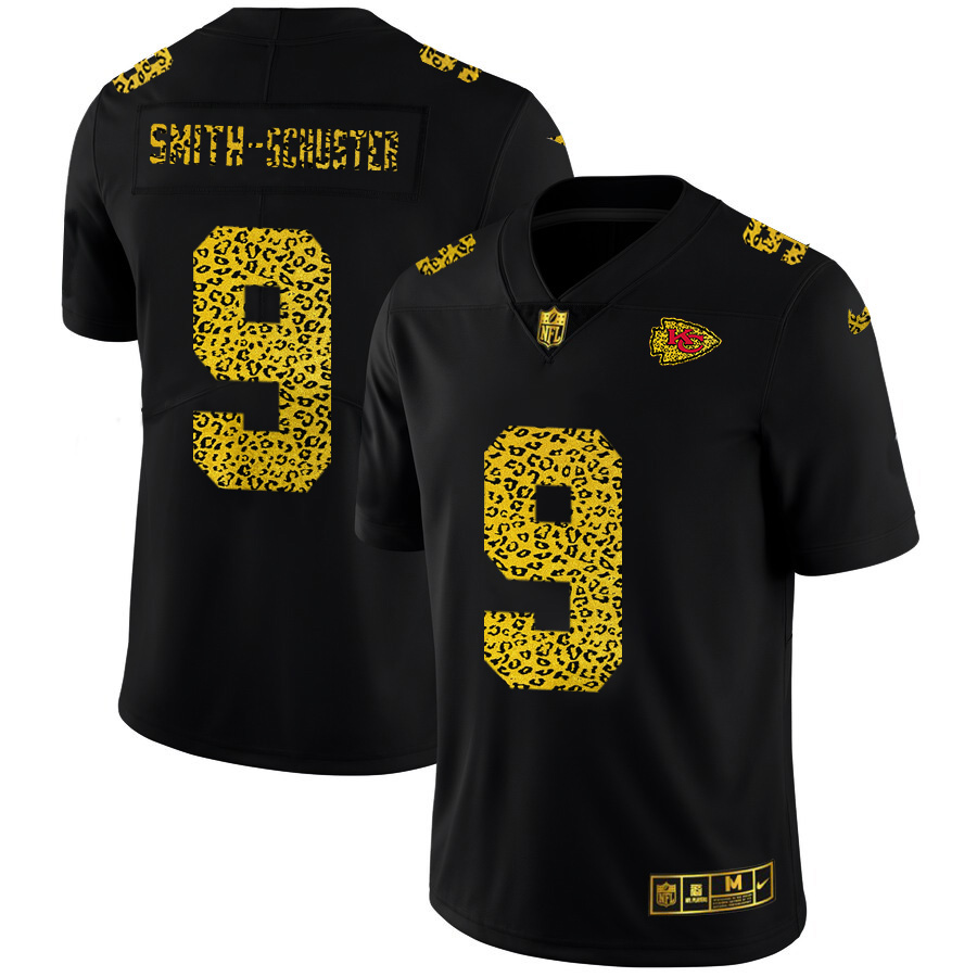 Kansas City Chiefs #9 JuJu Smith-Schuster Leopard Print Fashion Vapor Limited Jersey Black