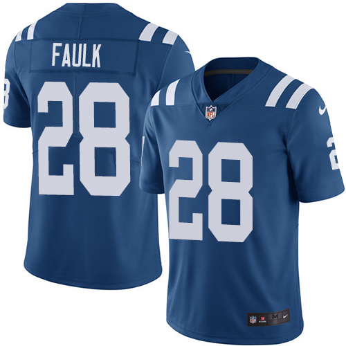 Indianapolis Colts #28 Marshall Faulk Royal Blue Team Color Stitched Vapor Untouchable Limited Jersey