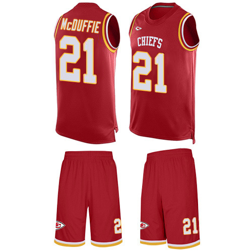 Chiefs #21 Trent McDuffie Red Team Color Stitched Limited Tank Top Suit Jersey