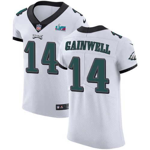 Eagles #14 Kenneth Gainwell White Super Bowl LVII Patch Stitched New Elite Jersey