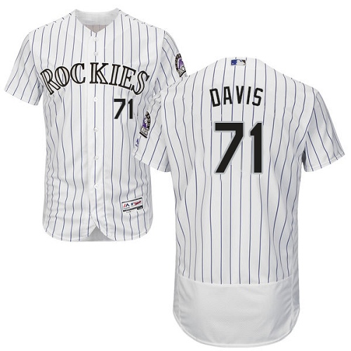Colorado Rockies #71 Wade Davis White Strip Flexbase Authentic Collection Stitched Jersey