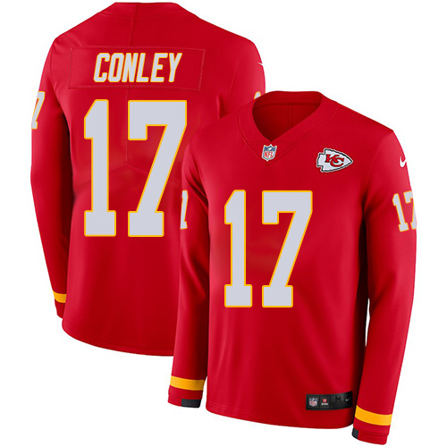 Kansas City Chiefs #17 Chris Conley Red Team Color Stitched Limited Therma Long Sleeve Jersey