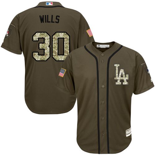Los Angeles Dodgers #30 Maury Wills Green Salute to Service Stitched Jersey