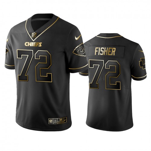 Kansas City Chiefs #72 Eric Fisher Black Golden Limited Edition Stitched Jersey