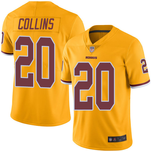 Washington Commanders #20 Landon Collins Gold Stitched Limited Rush Jersey