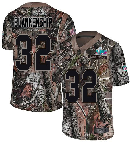 Eagles #32 Reed Blankenship Camo Super Bowl LVII Patch Stitched Limited Rush Realtree Jersey
