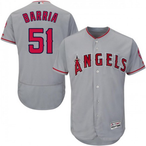 Los Angeles Angels of Anaheim #51 Jaime Barria Grey Flexbase Authentic Collection Stitched Jersey