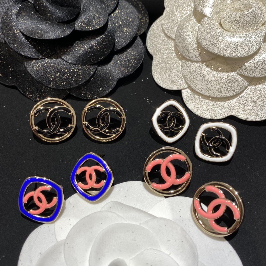 Chanel Enamel Stud Earrings