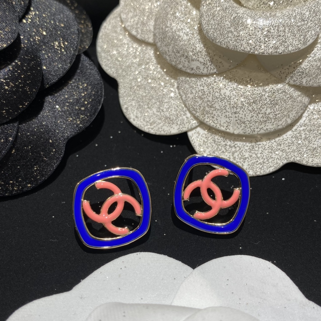 Chanel Enamel Stud Earrings