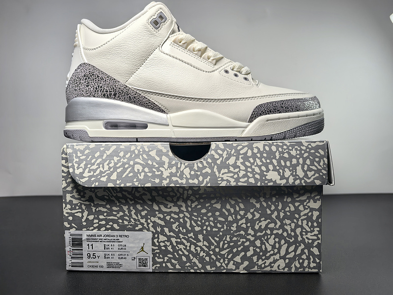 Air Jordan 3 “Sail/Metallic Silver”CK9246-100