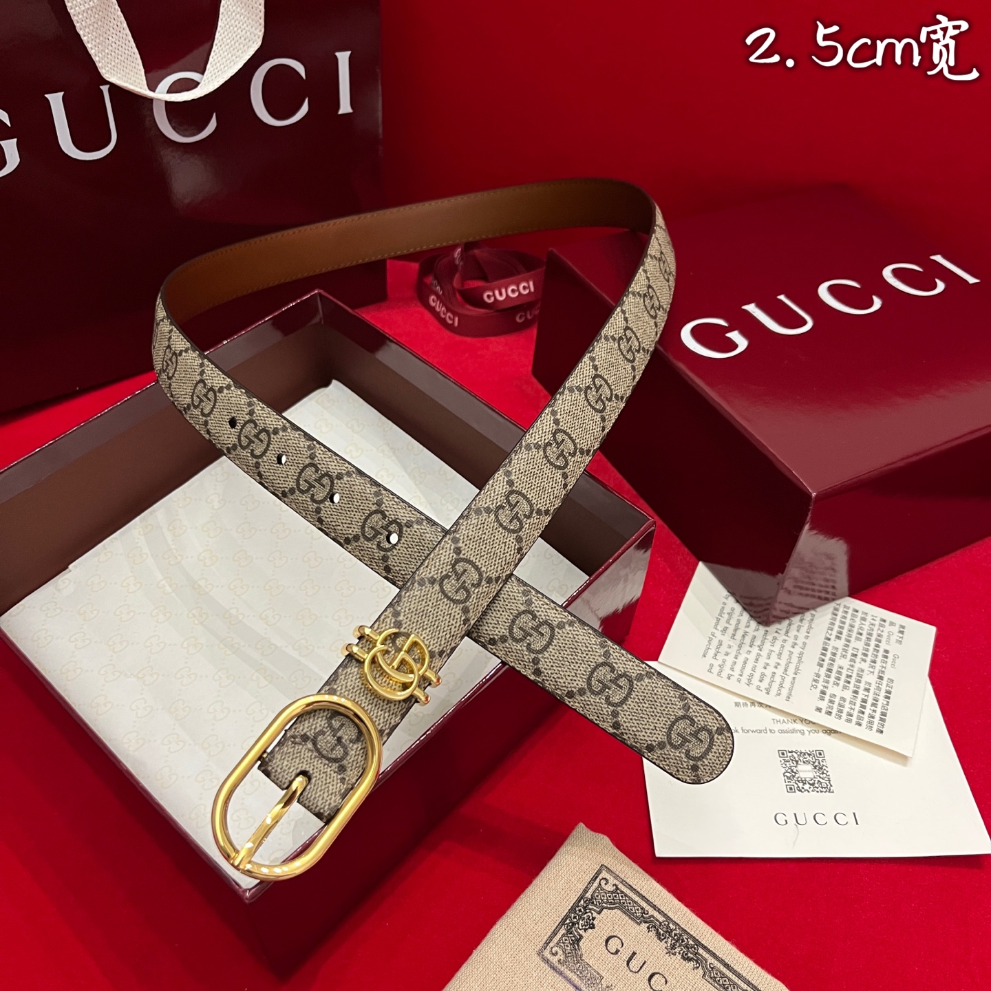 Gucc* Women Belt-2.5CM