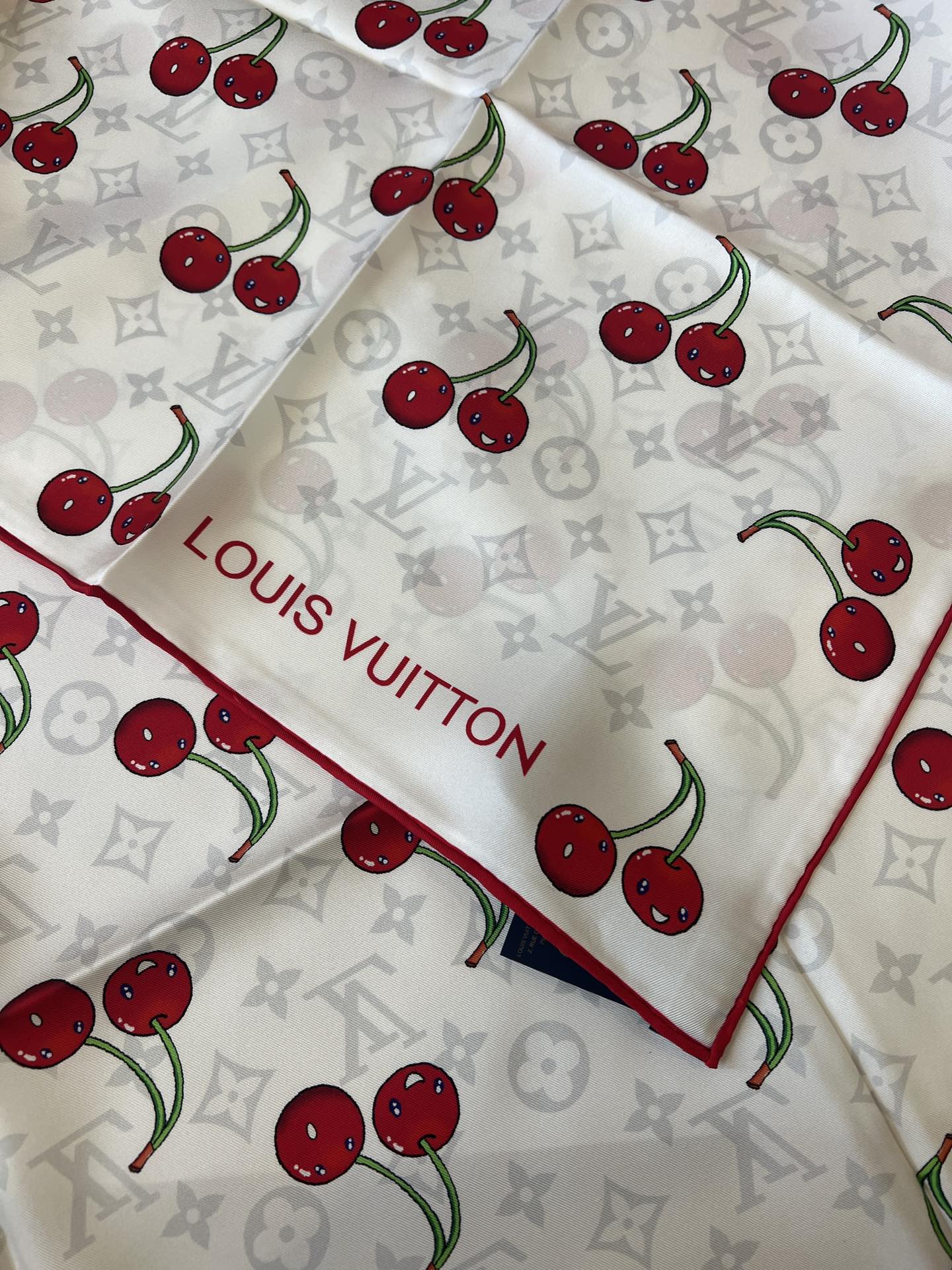 Lv xTM Cerise Silk Square Scarf