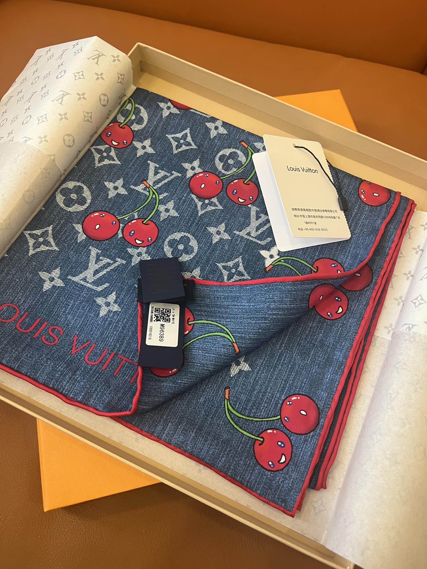 Lv xTM Cerise Silk Square Scarf