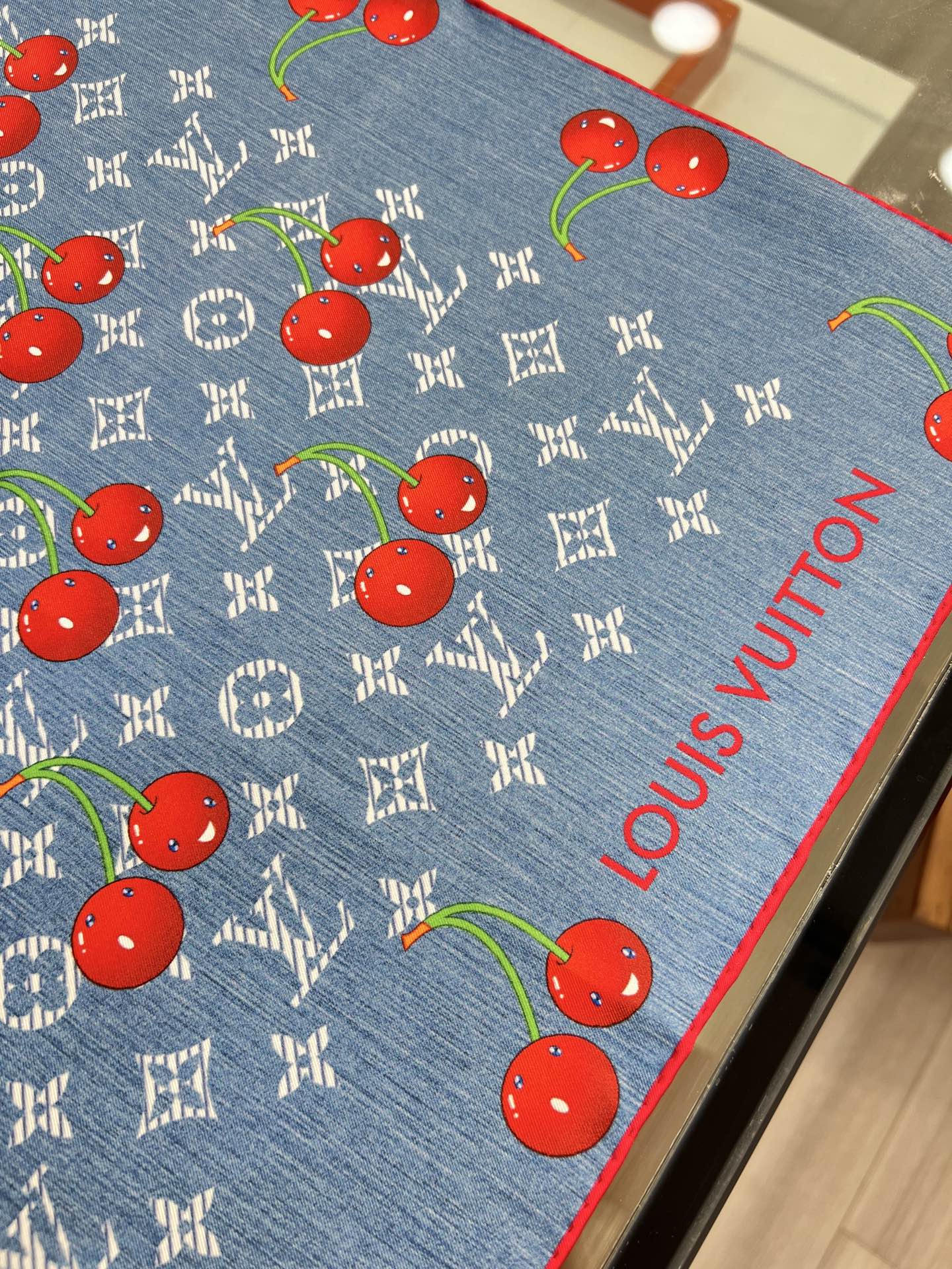 Lv xTM Cerise Silk Square Scarf