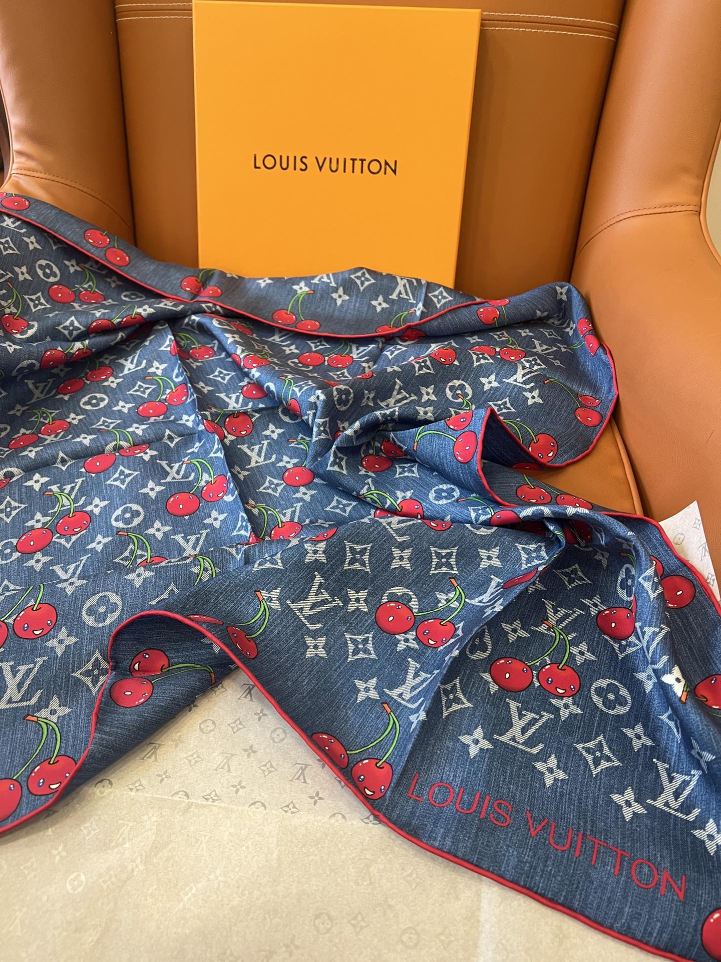 Lv xTM Cerise Silk Square Scarf