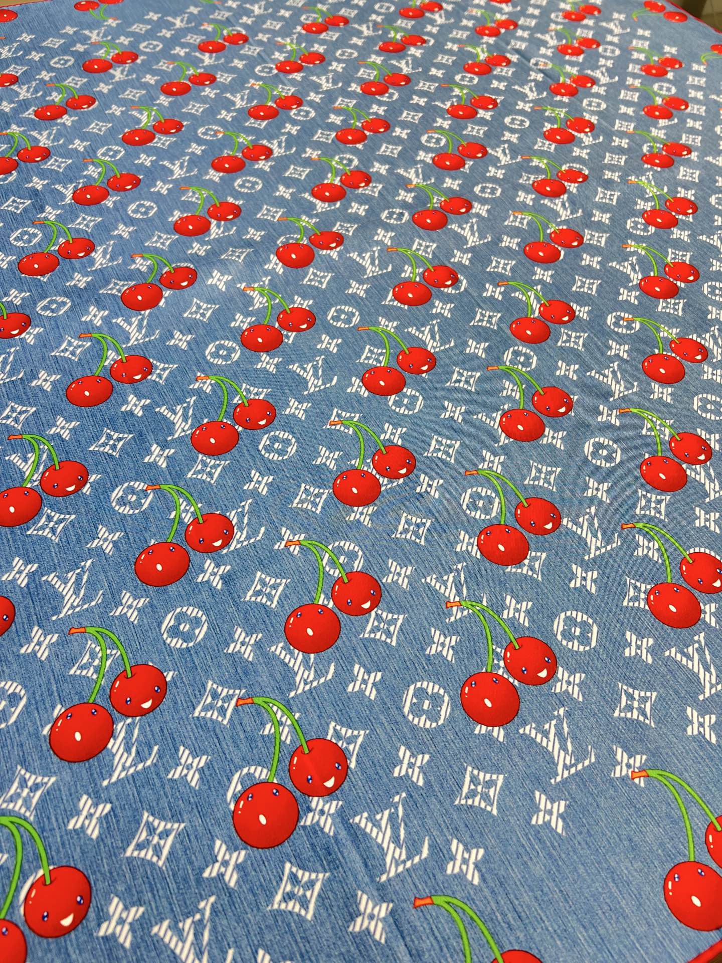 Lv xTM Cerise Silk Square Scarf