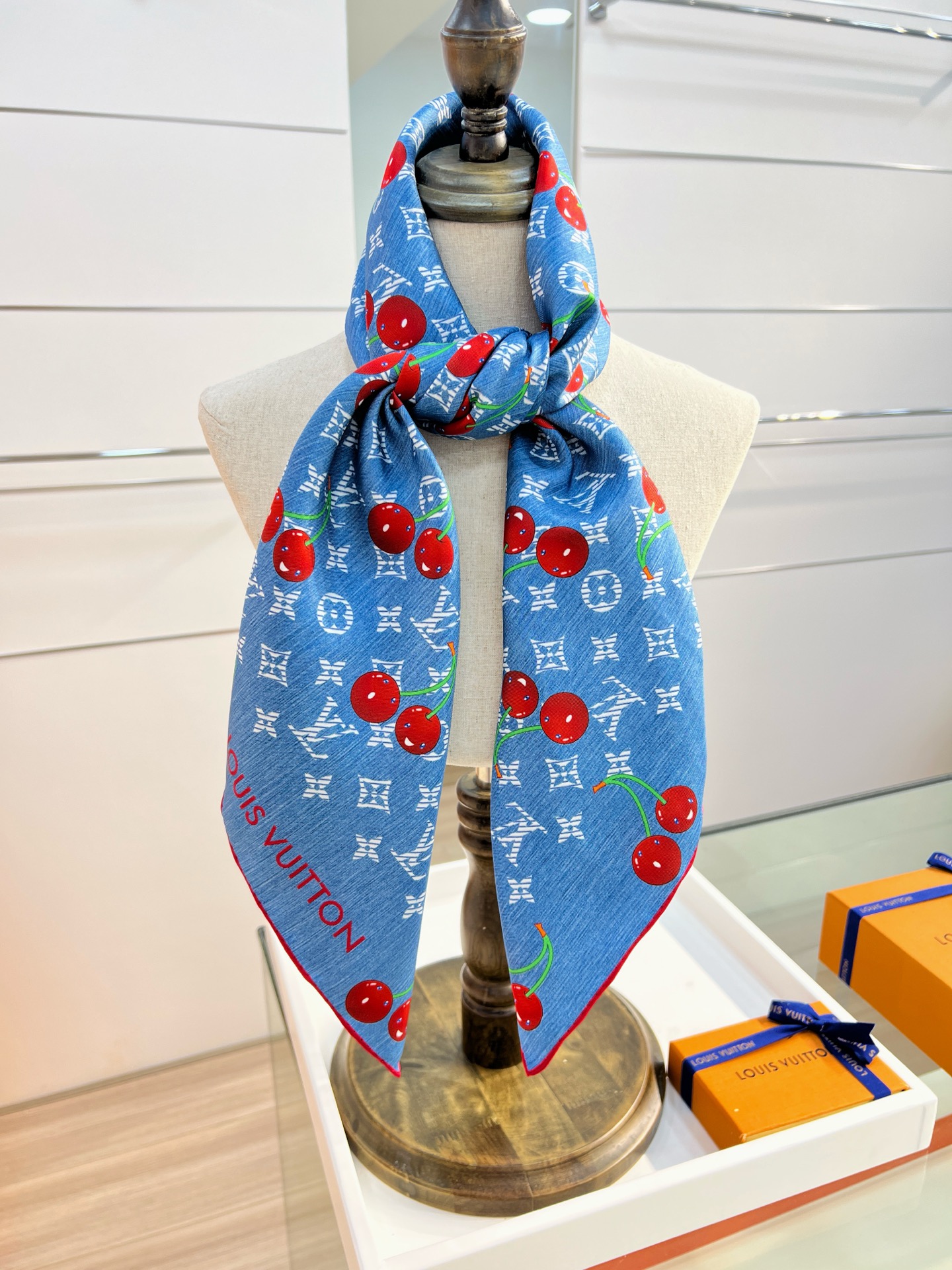 Lv xTM Cerise Silk Square Scarf