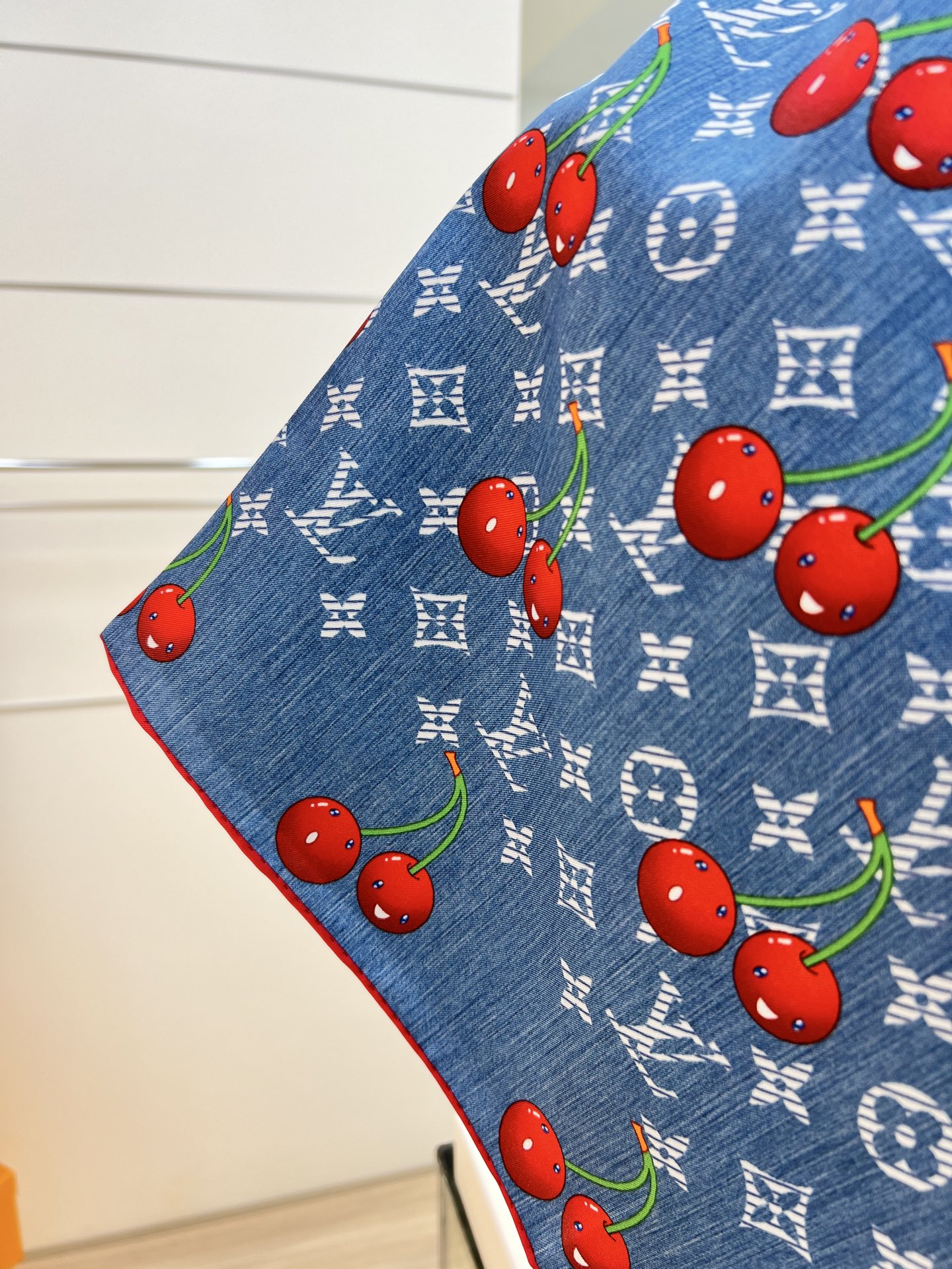 Lv xTM Cerise Silk Square Scarf