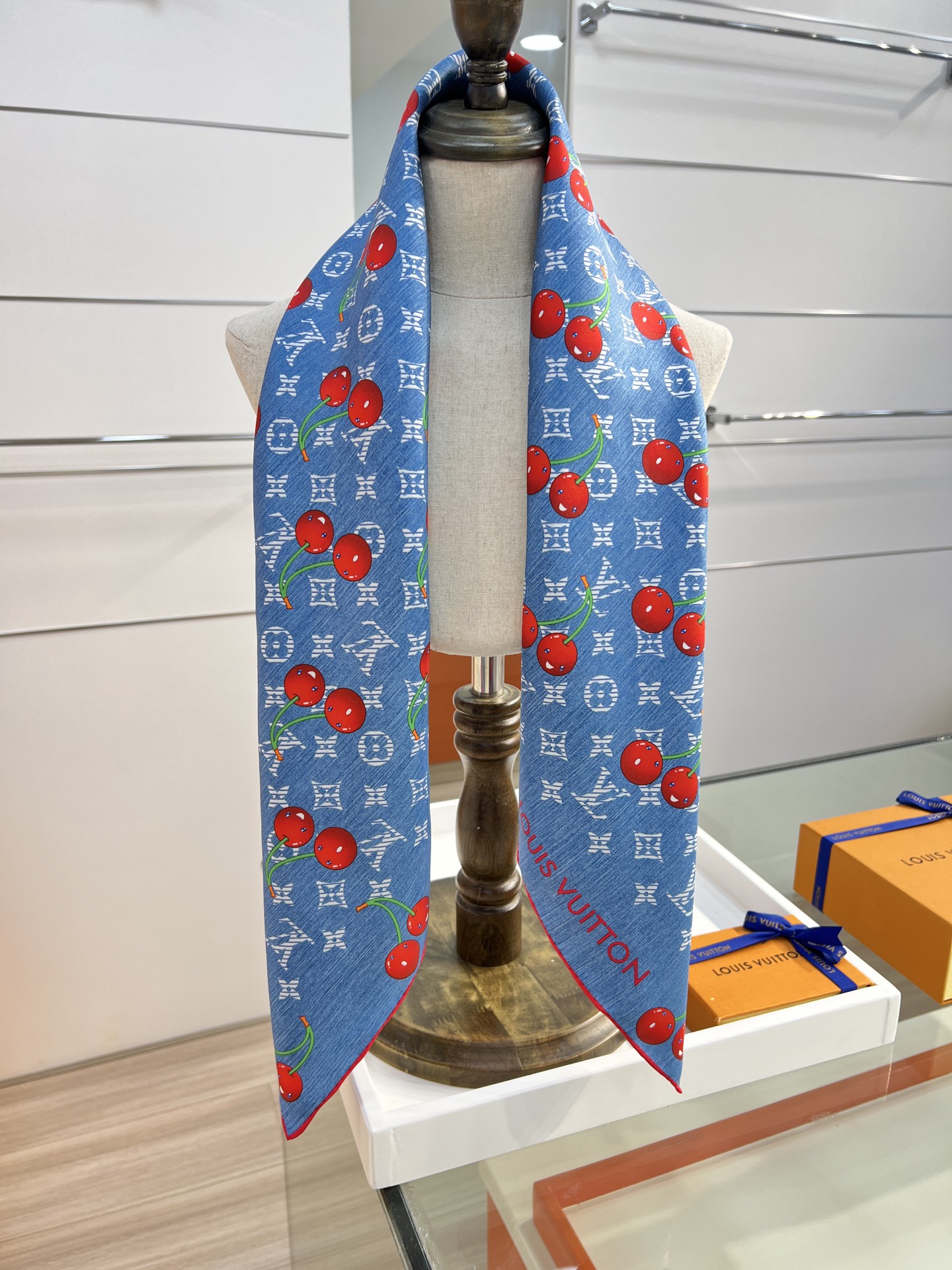 Lv xTM Cerise Silk Square Scarf