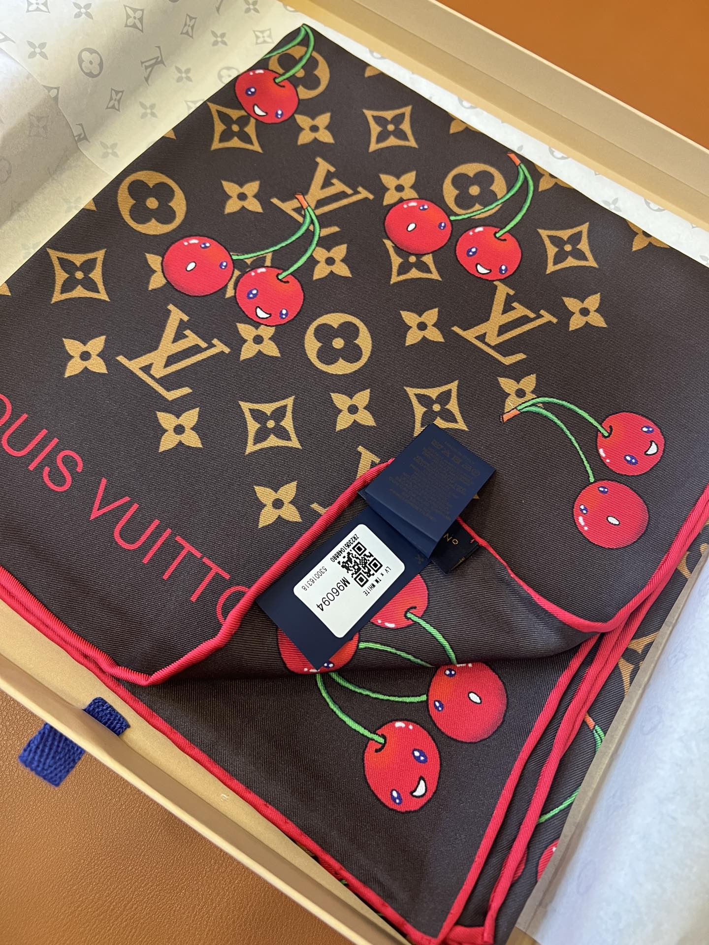 Lv xTM Cerise Silk Square Scarf