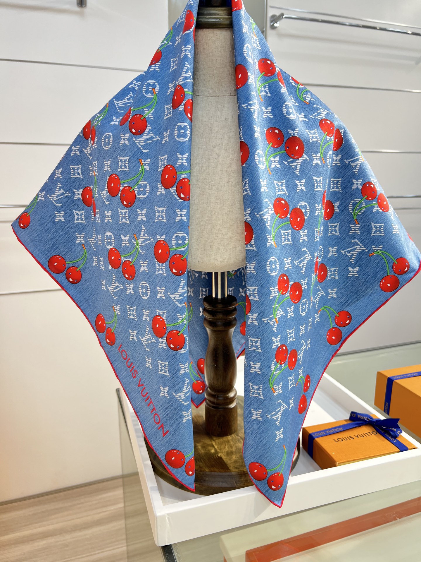 Lv xTM Cerise Silk Square Scarf