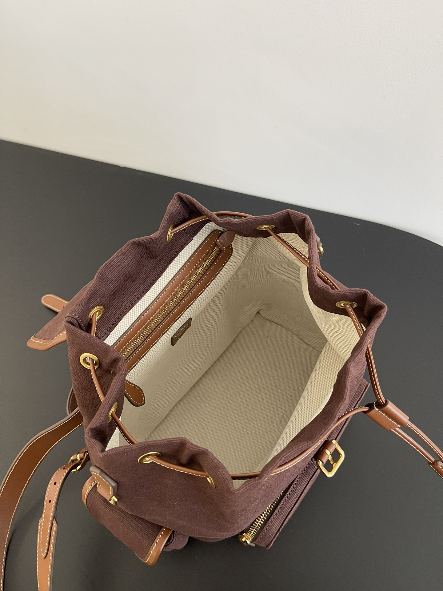 MiuMi* 25SS Canvas Backpack(29.5*25*12.5 CM）