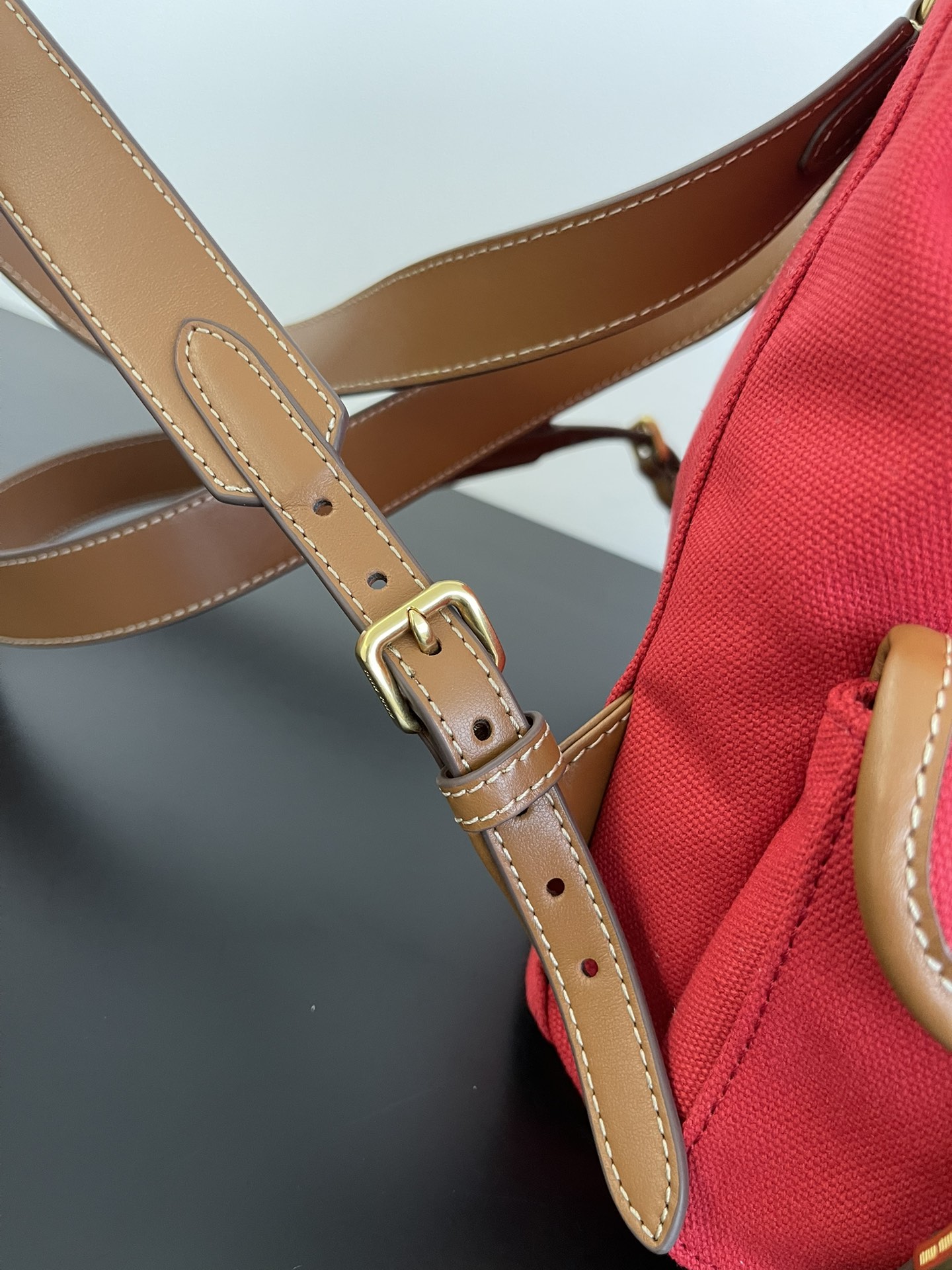 MiuMi* 25SS Canvas Backpack(29.5*25*12.5 CM）