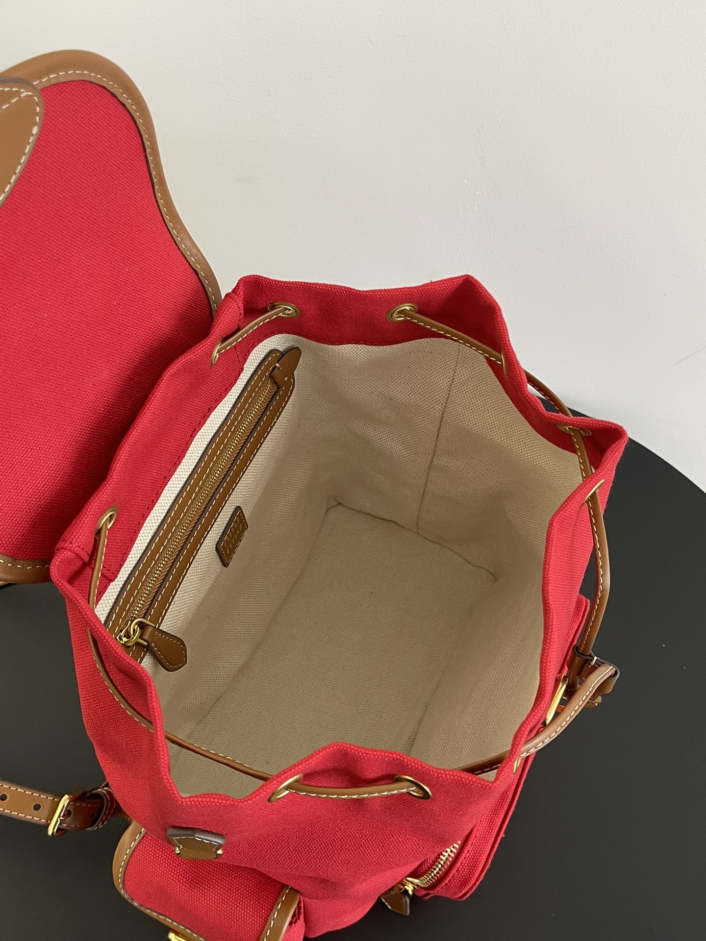 MiuMi* 25SS Canvas Backpack(29.5*25*12.5 CM）