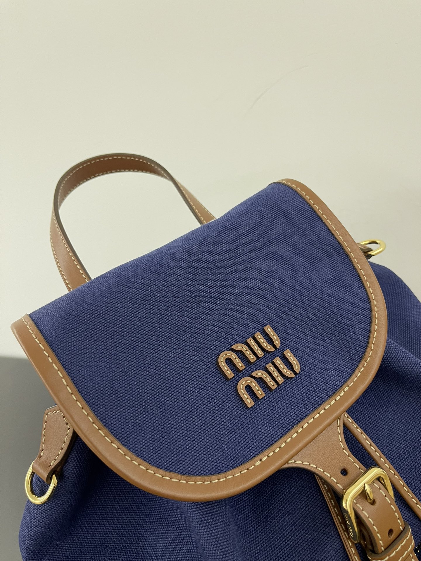MiuMi* 25SS Canvas Backpack(29.5*25*12.5 CM）