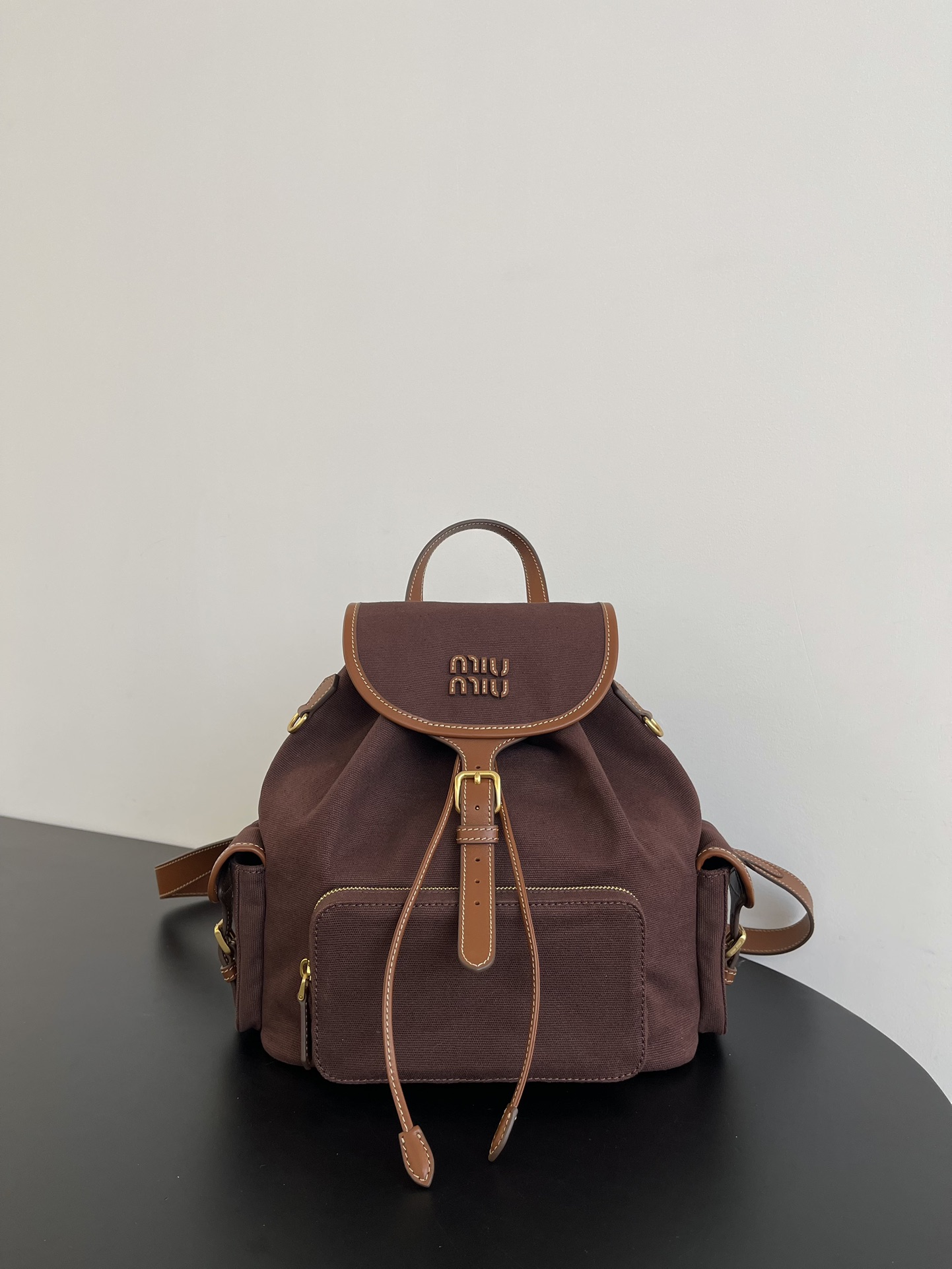 MiuMi* 25SS Canvas Backpack(29.5*25*12.5 CM）