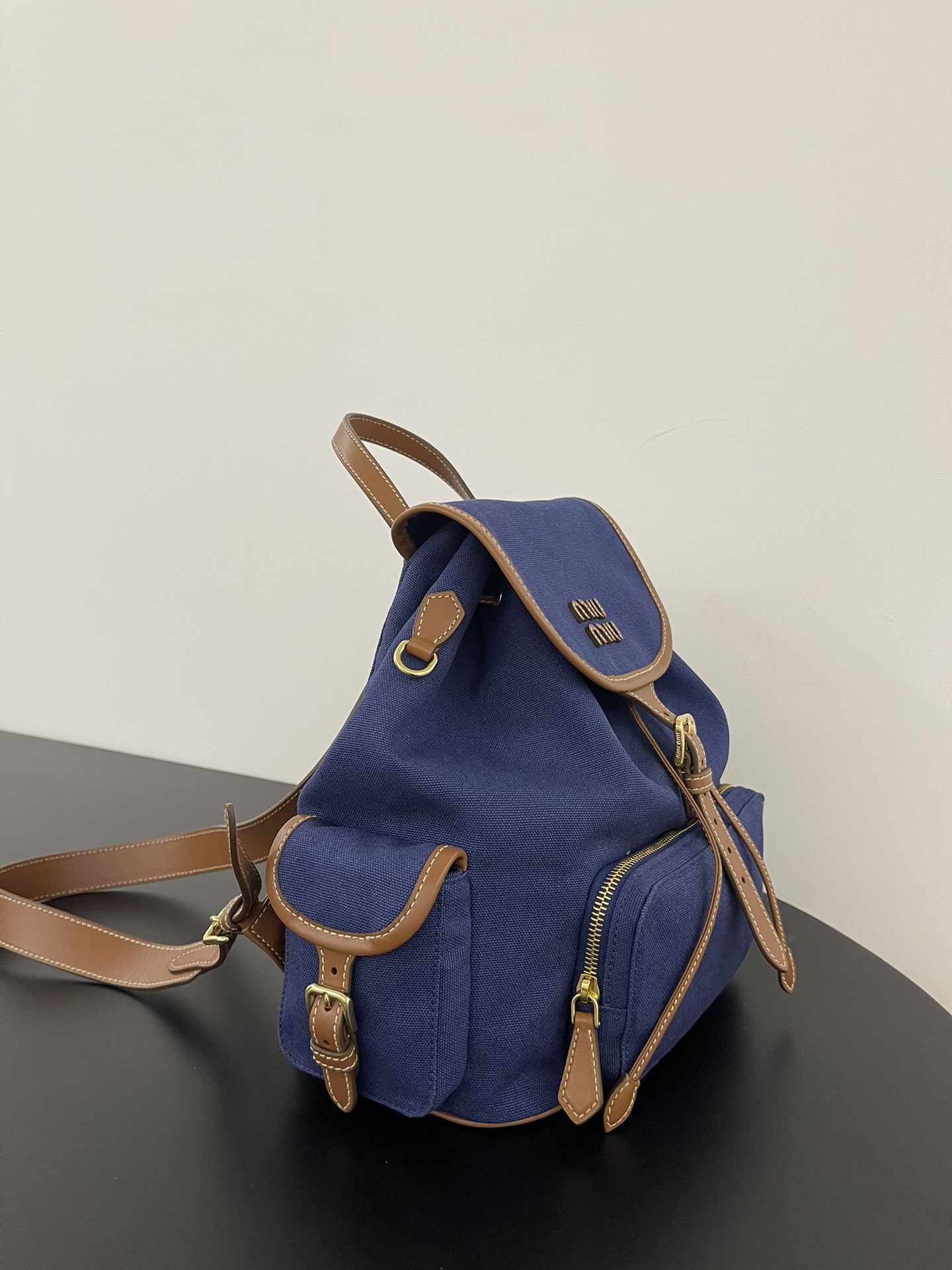 MiuMi* 25SS Canvas Backpack(29.5*25*12.5 CM）