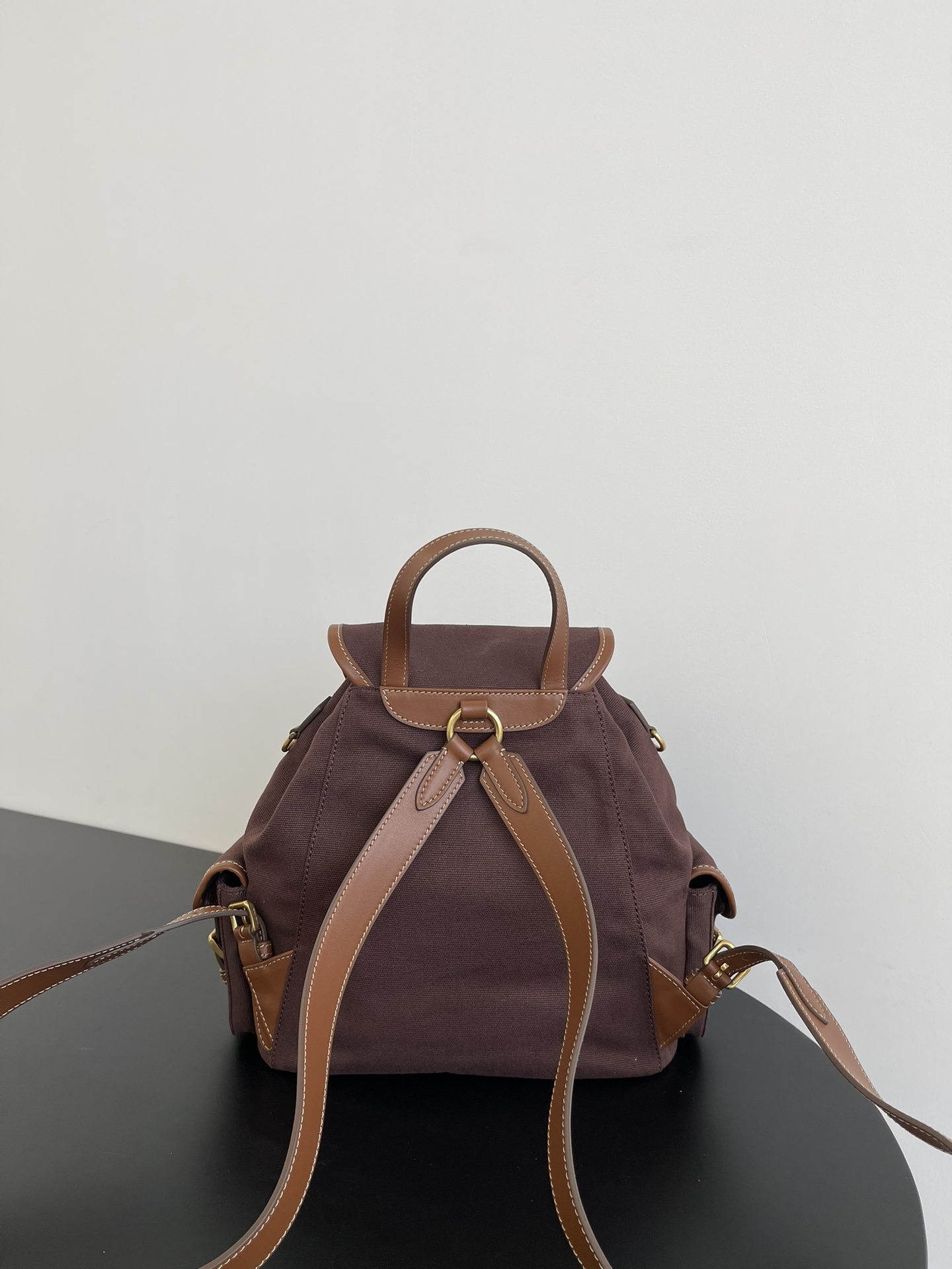 MiuMi* 25SS Canvas Backpack(29.5*25*12.5 CM）