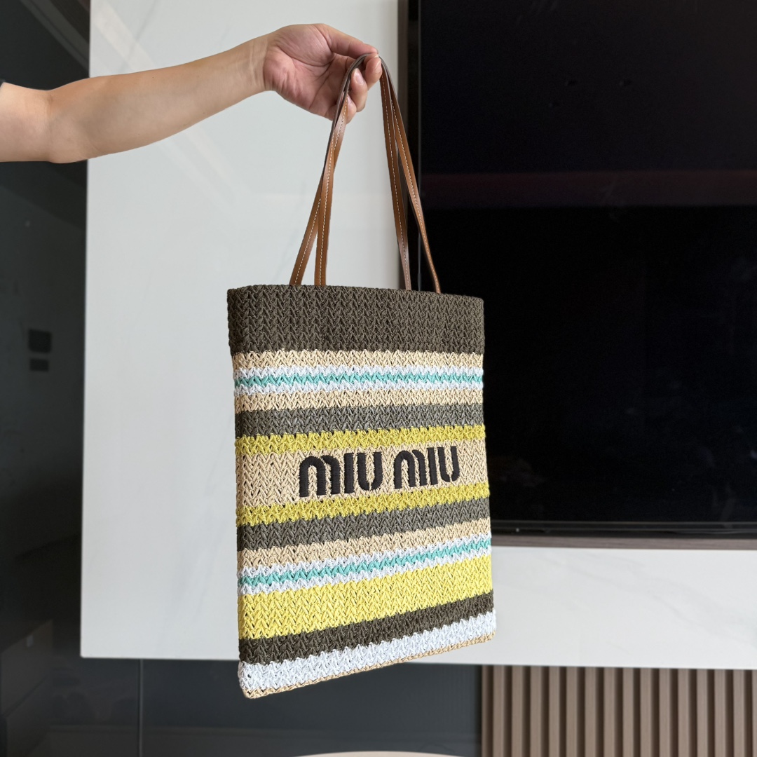 MiuMi* Raffia & Cotton Tote(40*34*16CM）