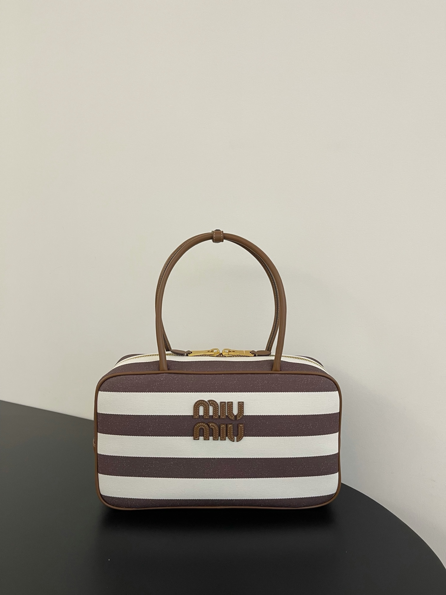 MiuMi* New Color-Striped Canvas Tote(35×20×10CM）