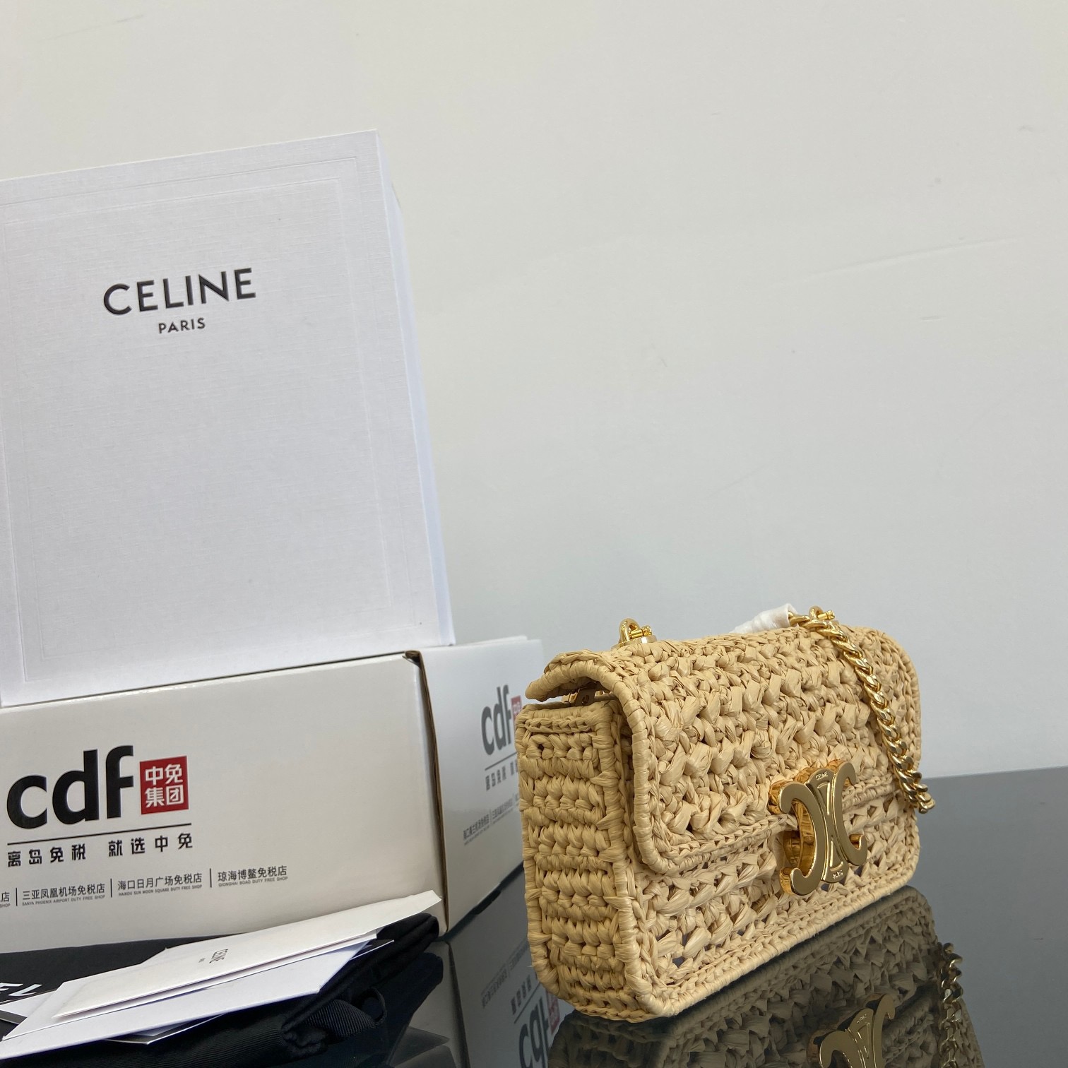 CelineTRIOMPHE Woven Chain Bag(20.5 X 10.5 X 4CM)