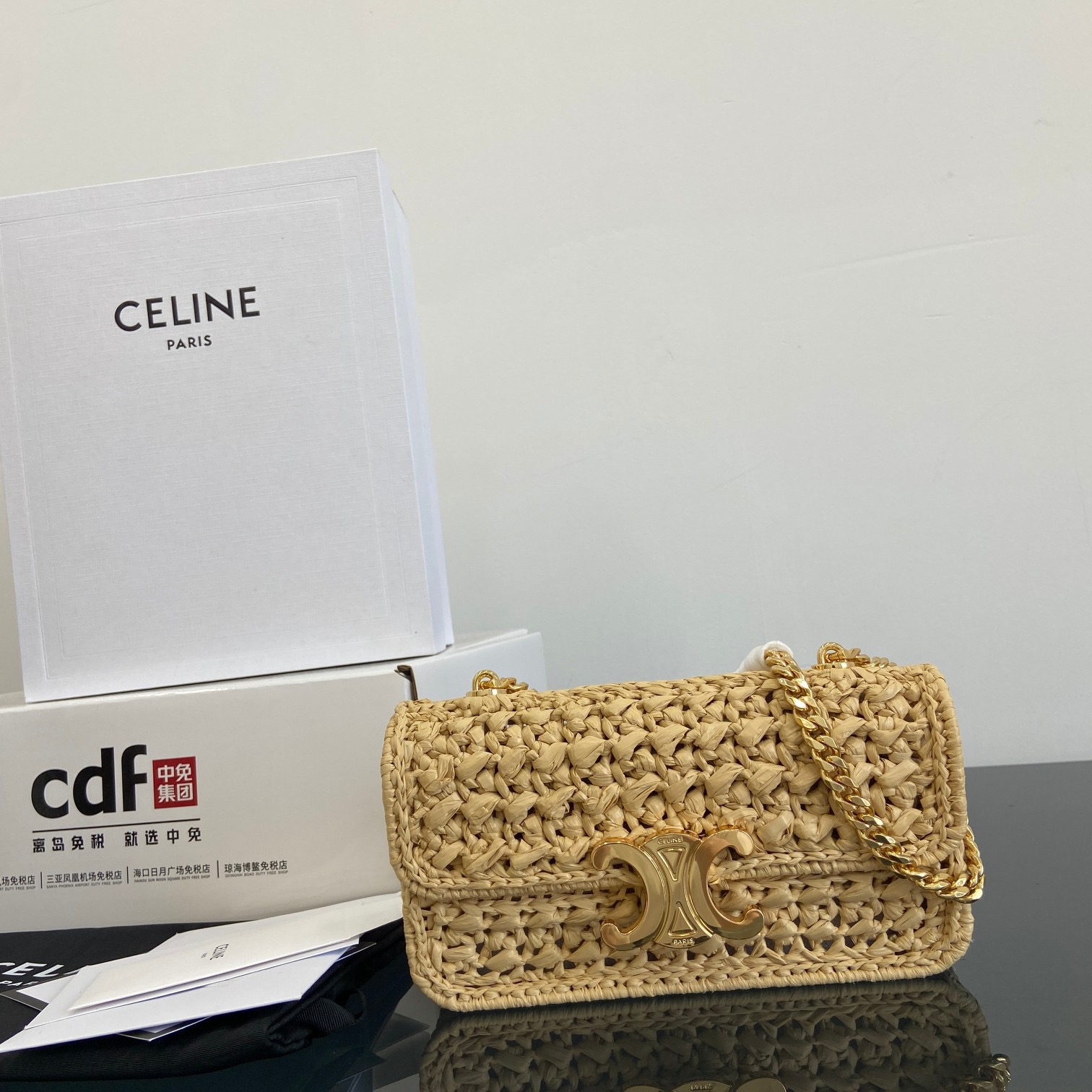CelineTRIOMPHE Woven Chain Bag(20.5 X 10.5 X 4CM)