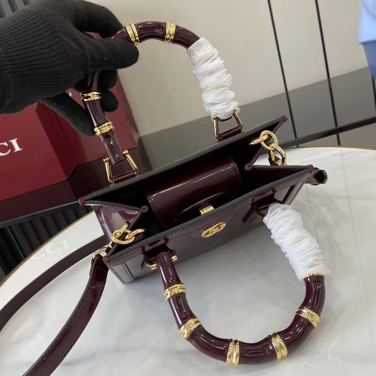 Gucc* Diana Bamboo Top Handle Bag(20*16*10CM)