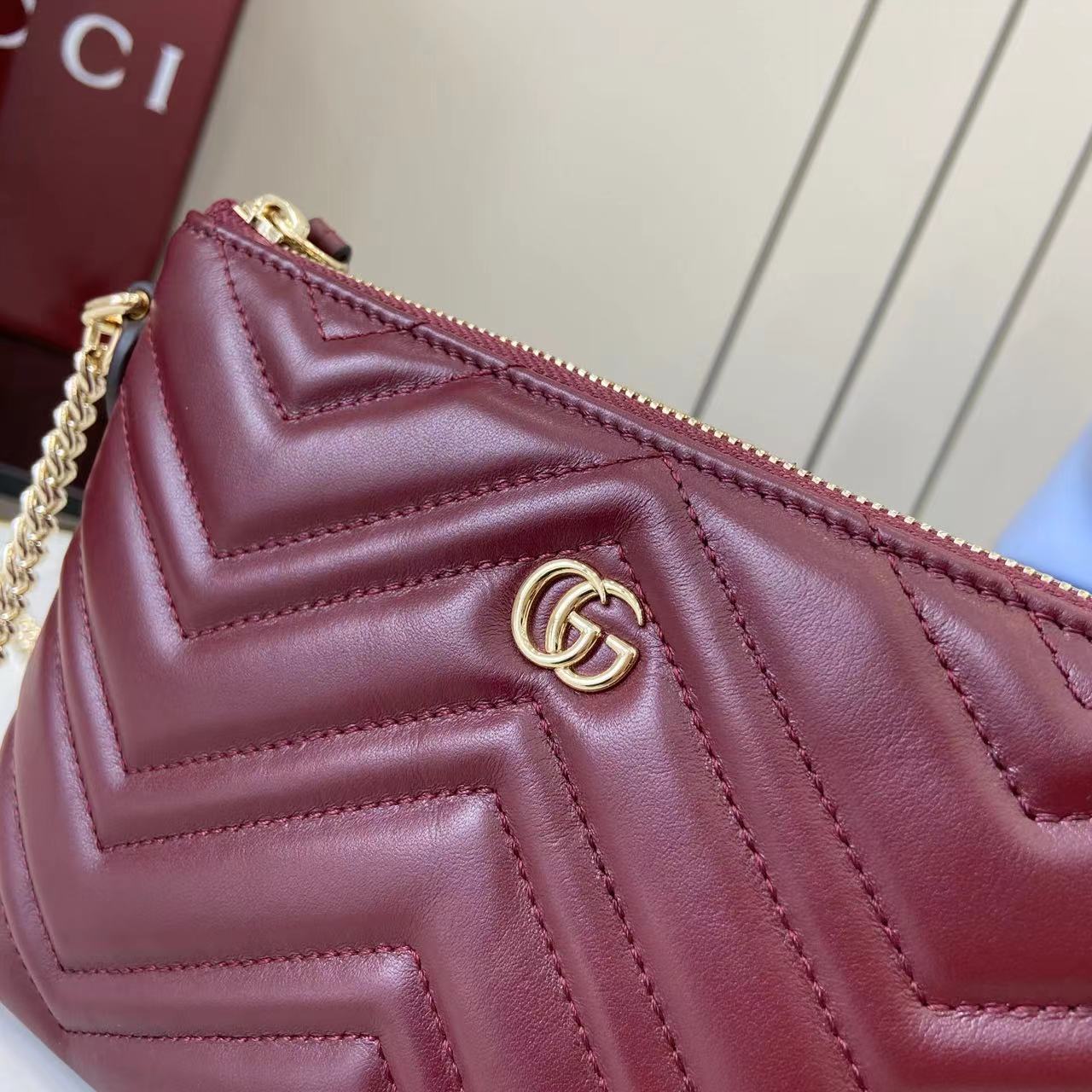 Gucc* GG Marmont Chain Wallet(21*15*3.5CM)