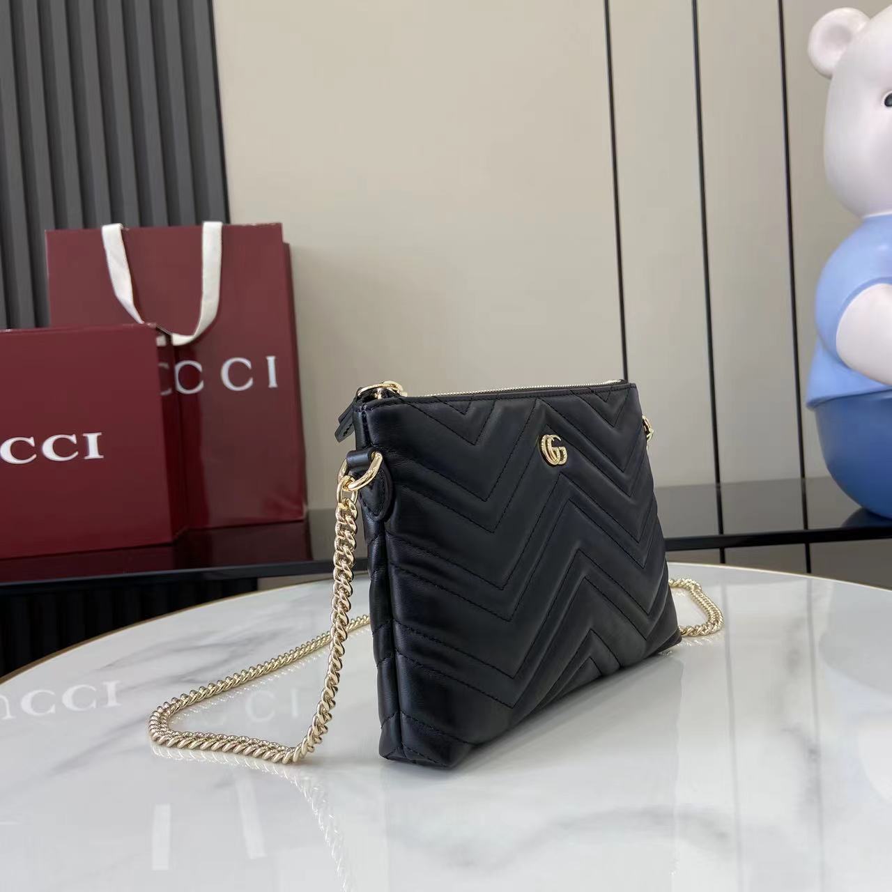 Gucc* GG Marmont Chain Wallet(21*15*3.5CM)