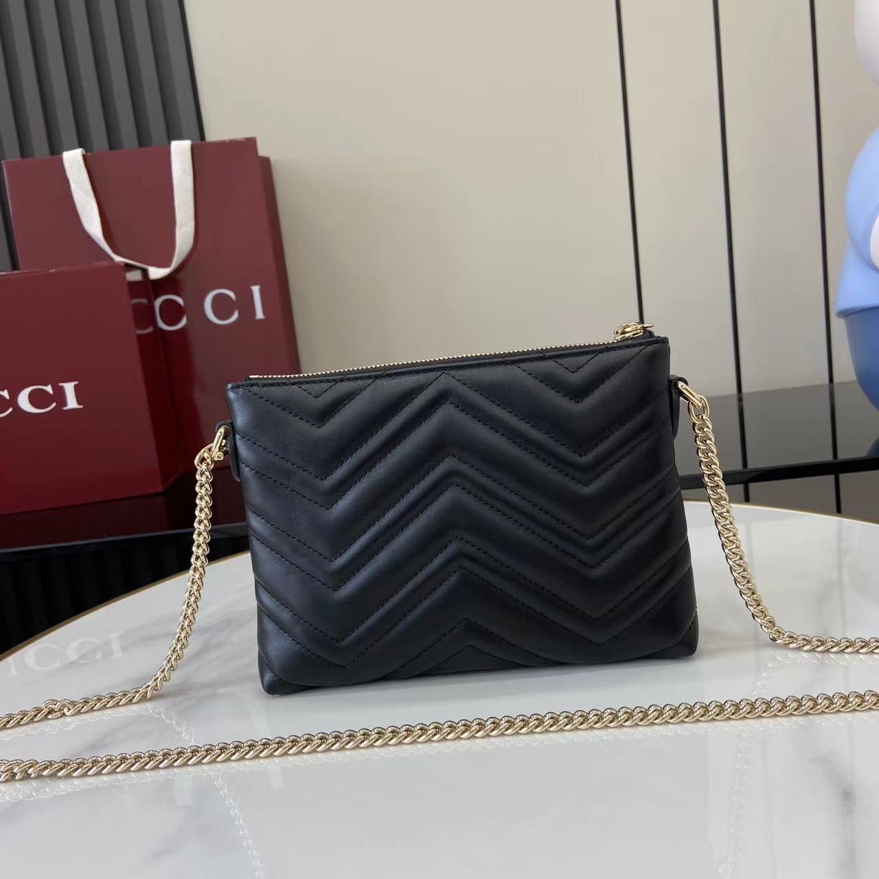 Gucc* GG Marmont Chain Wallet(21*15*3.5CM)